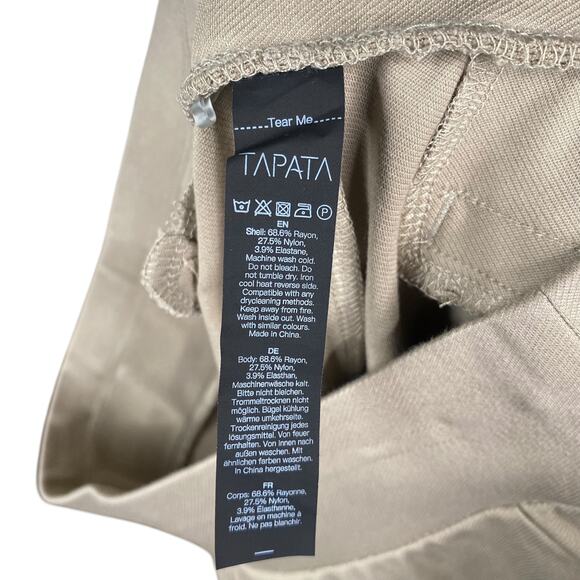 Tapata Beige Tan Neutral Pull On Stretch Knit 19 Inch Inseam Capri Pants SZ M - Picture 9 of 9